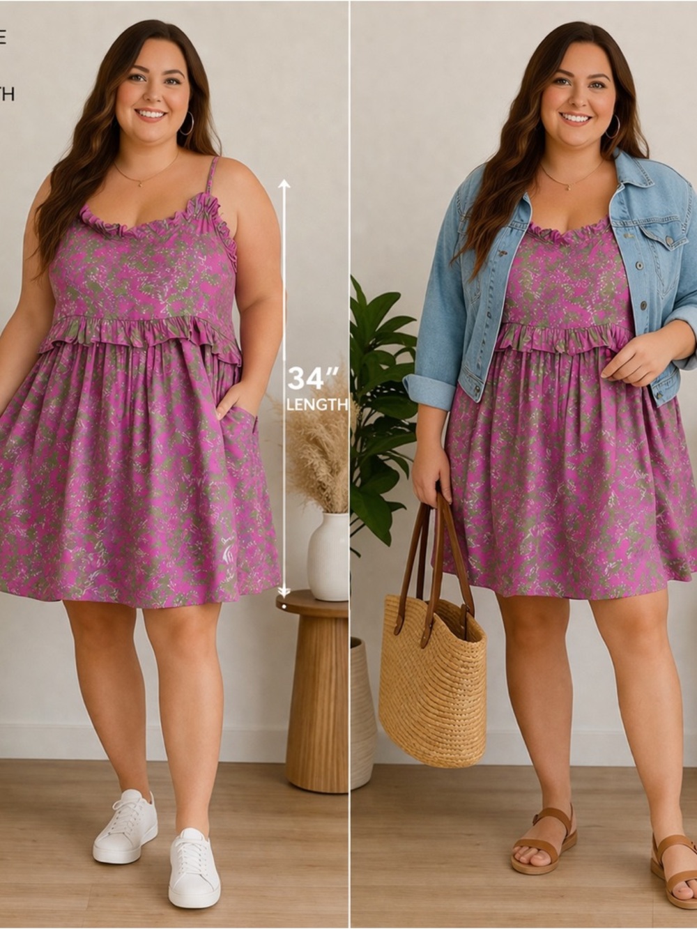 entro Purple-Pink Floral Ruffle Sun Dress 05-0197